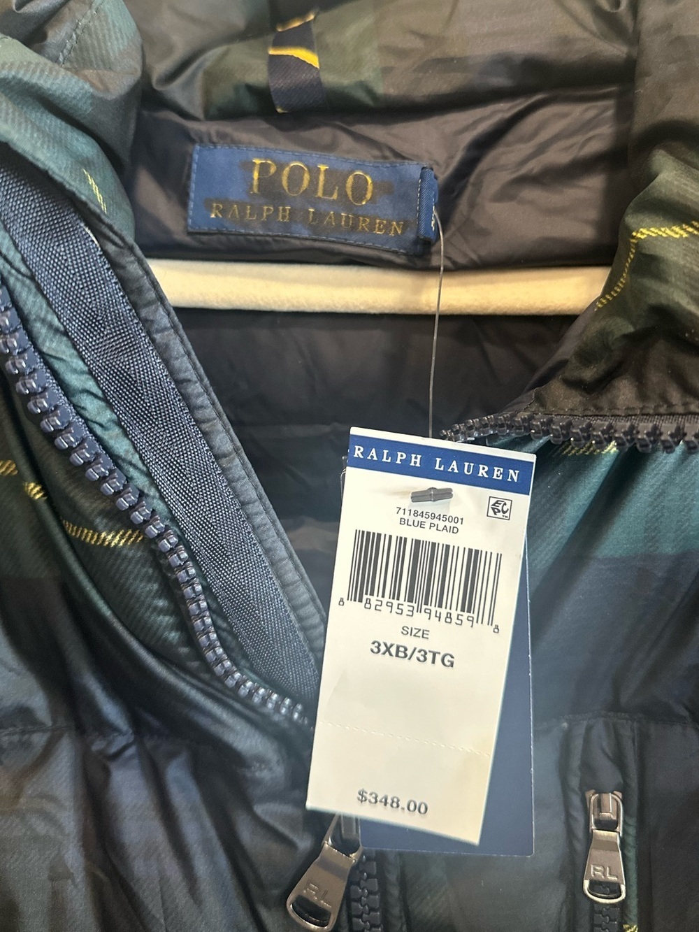 Polo Ralph Lauren Tartan Blackwatch Hooded Down Puffer Coat Jacket NWT 3XL XXXL - Picture 9 of 11